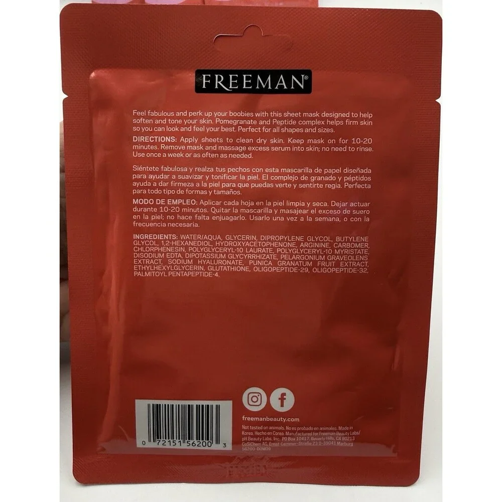 Freeman Perky Bust Boosting + Toning Sheet Mask – Lot of 4